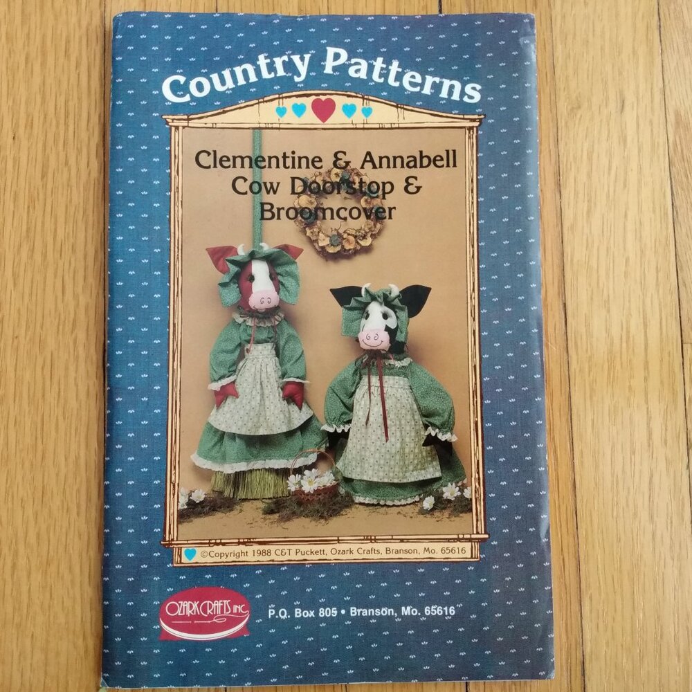 Vintage Cow Doll Sewing Pattern Doorstop Broom Cover Farmhouse Decor UNCUT